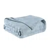 Hivvago 50" X 60" Light Blue Cotton Basketweave Geometric Throw Blanket In Blue