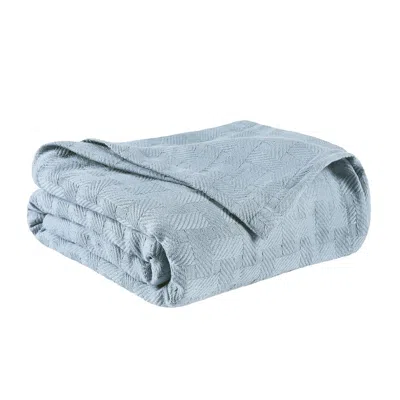 Hivvago 50" X 60" Light Blue Cotton Basketweave Geometric Throw Blanket