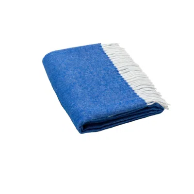 Hivvago 50" X 60" Royal Blue And White Woven Herringbone Plush Throw Blanket