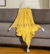 Hivvago 50" X 60" Yellow Woven Cotton Throw Blanket With Tassels In Yellow