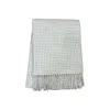 Hivvago 50" X 67" Cream And Light Gray Cotton Blend Woven Plaid Throw Blanket With Fringe In Gray