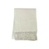 Hivvago 50" X 67" Cream And Sand Cotton Blend Woven Plaid Throw Blanket With Fringe In White