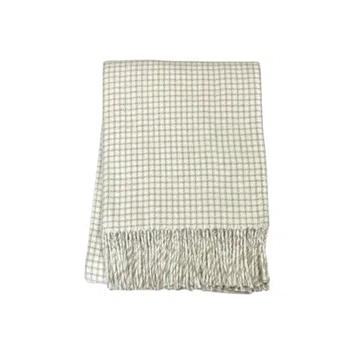 Hivvago 50" X 67" Cream And Sand Cotton Blend Woven Plaid Throw Blanket With Fringe In White