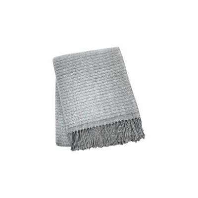 Hivvago 50" X 67" Gray Cotton Blend Woven Throw Blanket With Fringe