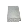 Hivvago 50" X 67" Light Gray And Cream Cotton Blend Woven Plaid Throw Blanket With Fringe In Gray