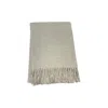 Hivvago 50" X 67" Sand And Cream Cotton Blend Woven Plaid Throw Blanket With Fringe In Gray