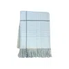 Hivvago 50" X 67" Sky Blue And White Plaid Cotton Blend Woven Throw Blanket With Fringe In Blue