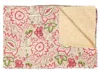 Hivvago 50" X 70" Beige And Pink Floral Cotton Quilted Kantha Throw Blanket With Embroidery In Pink