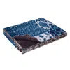 Hivvago 50" X 70" Black And Blue Ikat Cotton Quilted Kantha Throw Blanket With Embroidery In Blue