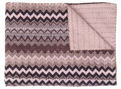 Hivvago 50" X 70" Black And Pink Cotton Kantha Chevron Throw Blanket In Multi
