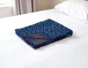 Hivvago 50" X 70" Blue And Off White Geometric Cotton Quilted Kantha Throw Blanket With Embroidery In Blue