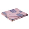Hivvago 50" X 70" Blue And Pink Floral Cotton Quilted Kantha Throw Blanket With Embroidery In Pink