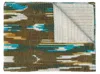 Hivvago 50" X 70" Brown And Blue Ikat Cotton Quilted Kantha Throw Blanket With Embroidery In Brown