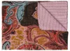Hivvago 50" X 70" Brown And Pink Floral Cotton Quilted Kantha Throw Blanket With Embroidery In Multi