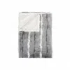Hivvago 50" X 70" Gray And White Faux Fur Striped Plush Throw Blanket In Gray