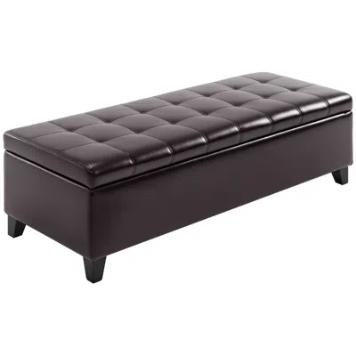 Hivvago 51" Faux Leather Storage Ottoman With Lift Top In Brown