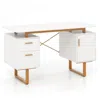 Hivvago 51 Inch Computer Desk With Floating Desktop And Dual Drawers-white