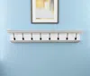 Hivvago 51" White Solid Wood Eight Hook Wall Mount Coat Rack In White