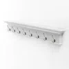 Hivvago 51" White Solid Wood Eight Hook Wall Mount Coat Rack In White