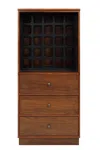 Hivvago 52" Brown And Black Wood Bar Cabinet With Three Drawers In Brown