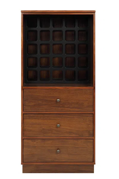 Hivvago 52" Brown And Black Wood Bar Cabinet With Three Drawers