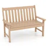 Hivvago 52 Inch All-weather Hdpe Outdoor Bench With Backrest And Armrests-teak