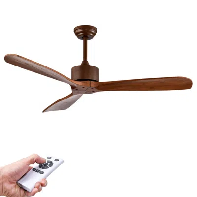 Hivvago 52 Inch Modern Brushed Nickel Finish Ceiling Fan With Remote Control In Brown