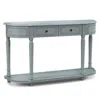 Hivvago 52 Inch Retro Console Table With 2 Drawers And Open Shelf Entryway Sofa Table-blue