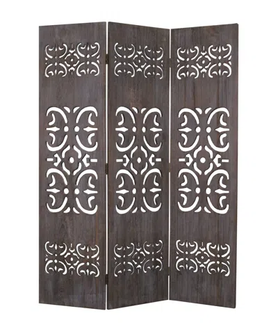 Hivvago 52 X 67 Brown 3 Panel Wood Screen In Gray