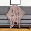 Hivvago 52" X 67" Brown Woven Cotton Chevron Throw Blanket With Fringe In Brown