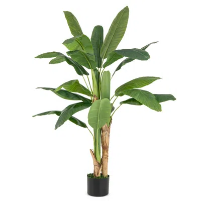 Hivvago 5.3 Feet Tall Bird Of Paradise Artificial Plant Faux Banana Leaf Tree In Green