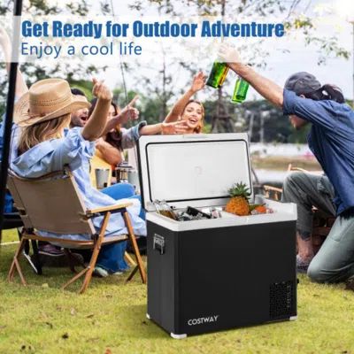 Hivvago 53qt Portable Dual Zone 12v Car Refrigerator Compressor Fridge Freezer For Vehicles Camping Travel-b In Gray