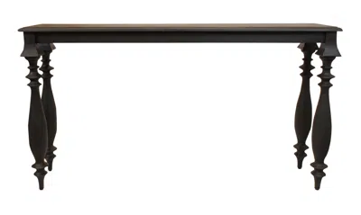 Hivvago 54" Black Solid Wood Distressed Console Table