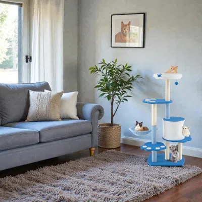 Hivvago 54" Contemporary Indoor Cat Tower For Stylish Felines In White