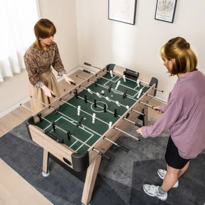 Hivvago 54 Inch Foosball Table Arcade Soccer Game Table With 2 Balls And 26 Players-natural In Neutral