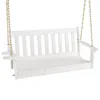 Hivvago 54 Inch Hdpe Patio Porch Swing With Cup Holder-white