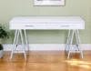 Hivvago 54" White And Silver Writing Desk With Two Drawers In White