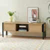 Hivvago 54.33 Inch Rattan Tv Cabinet With Adjustable Color Light Strip In Natural Finish