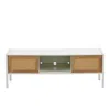 Hivvago 54.33 Inch Rattan Tv Cabinet With Adjustable Color Light Strip In White Finish In White
