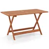 Hivvago 54.5 Inch X 27.5 Inch Patio Dining Table With Teak Painting And Umbrella Hole