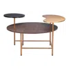 Hivvago 55" Brown Black And Gold Wood And Steel Three Tier Coffee Table In Black