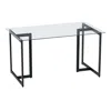 Hivvago 55" Clear And Black Glass And Metal Dining Table In Black
