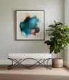 Hivvago 55" Cream And Nickel Fabric And Metal Upholstered Bench In White