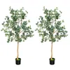 Hivvago 5.5 Feet Artificial Eucalyptus Tree With 517 Silver Dollar Leaves-2 Pack