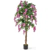 Hivvago 5.5 Ft Faux Wisteria Plant In Nursery Pot With Blooming Flowers In Multi