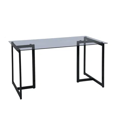 Hivvago 55" Gray And Black Glass And Metal Sled Base Dining Table