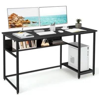 Hivvago 55 Inch Computer Desk With Power Outlets And Usb Ports For Home And Office-black