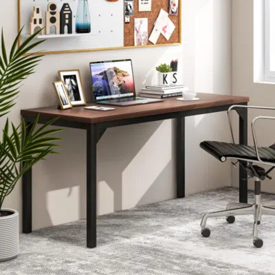 Hivvago 55 Inch Conference Table With Heavy-duty Metal Frame-brown