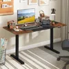 Hivvago 55 Inch Electric Height Adjustable Office Desk With Cable Management Hole-brown