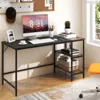 Hivvago 55 Inch Modern Industrial Style Study Writing Desk With 2 Storage Shelves-black